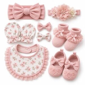 Colección de accesorios infantiles para bebé niña